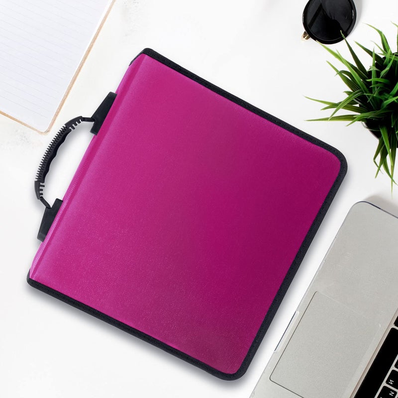 Siveit CD/DVD Binder, CD DVD Case Holder Binder 400 Capacity CD/DVD Wallet Storage Booklet Album Box (White Binder, Rose) - Image 3